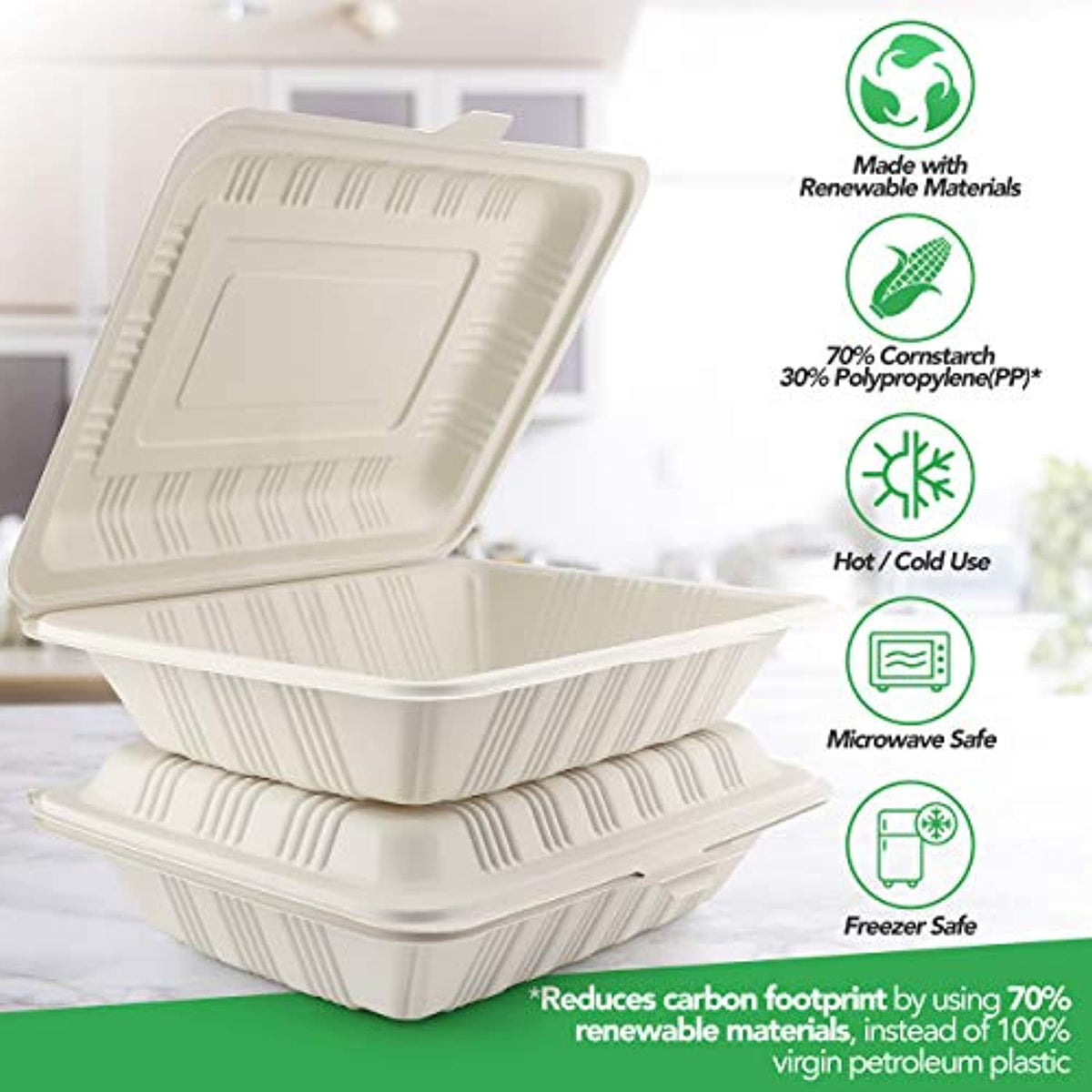 EcoChoice Takeout Container (5 x 5, Bagasse) - 125/Pack