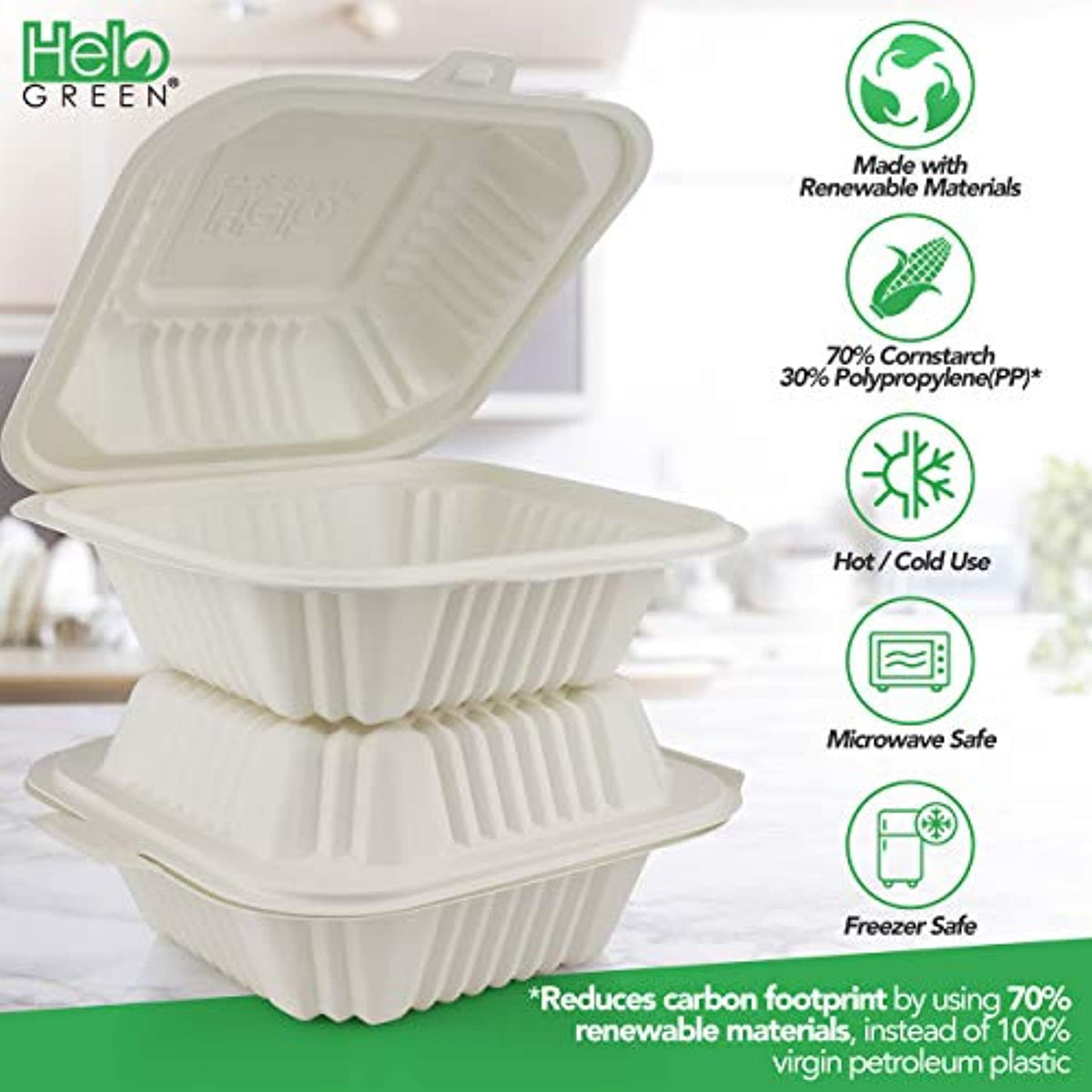 Wheat Straw Fiber Takeout Container 6-Compartment 1450ML with