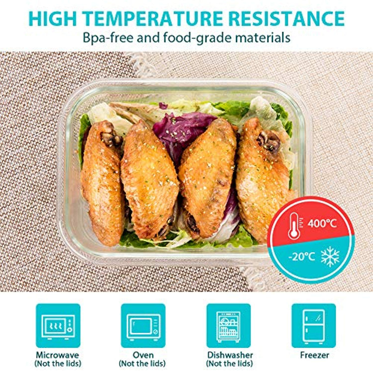 5 Pack Glass Meal Prep Containers for Food Storage – Bestibei Online  Shopping