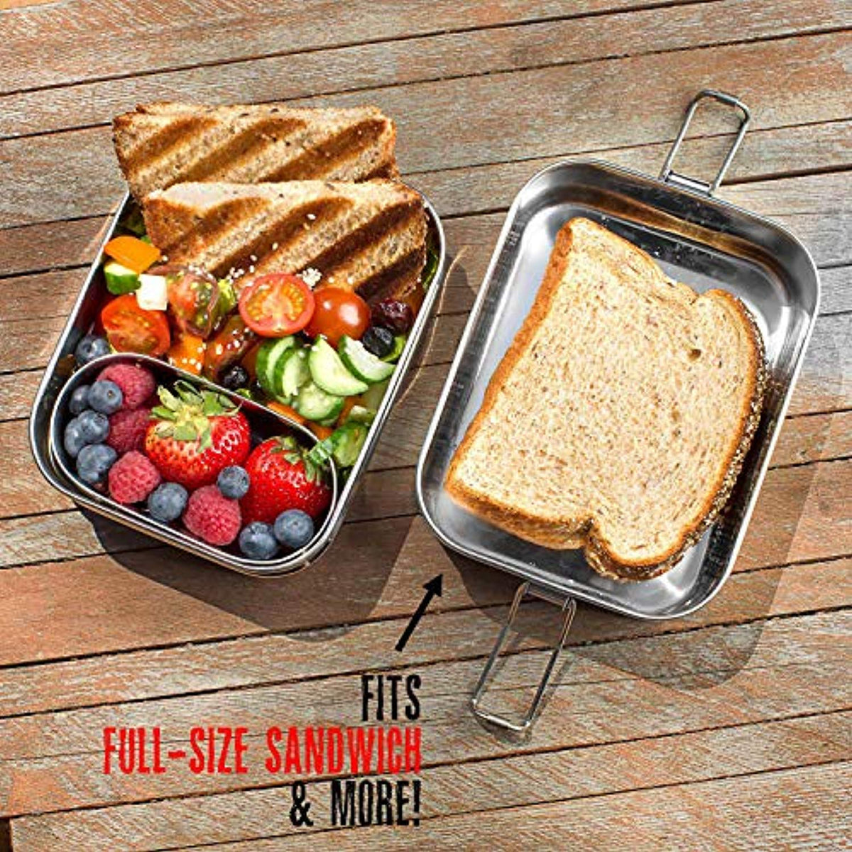  3-in-1 Stainless Steel Bento Box For Adults with Snack Pod -  Holds 6 Cups of Food, 100% Crack-Resistant, Secure Locks, Eco-friendly Metal  Lunch box Container: Home & Kitchen