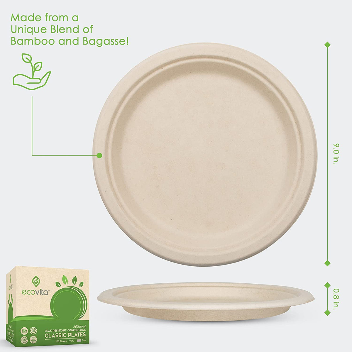 Compostable Heavy Duty Disposable Bowls with Lids, Ecofriendly, Bagasse  Unbleached Bamboo, Biodegradable, Tree Free, Heat & Liquid Resistant Bowl