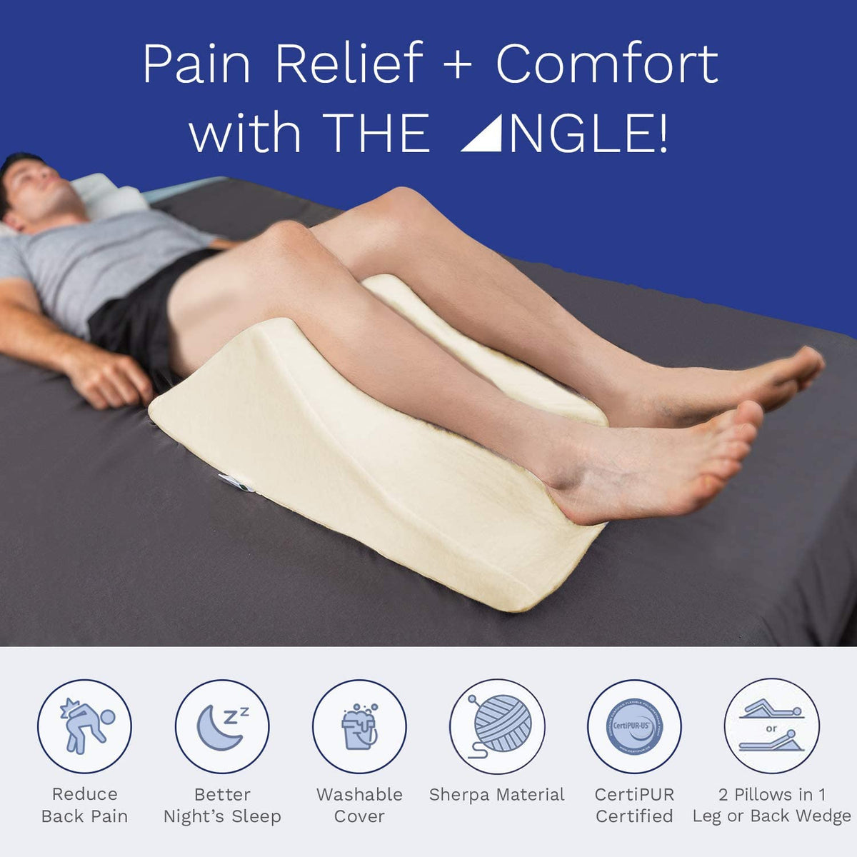 Leg Wedge Knee Pillow Memory Foam Hip Cushion Back Pain Relief For