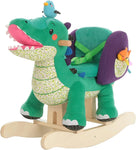 Green Crocodile Plush Rocker Toy for Kid 6 Month -3 Years, Wooden Rocking Horse Chair