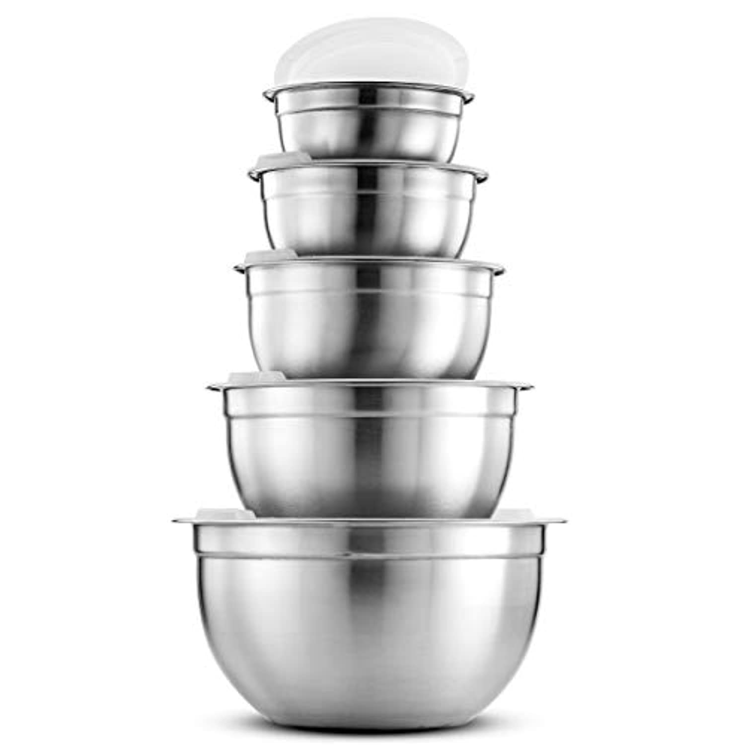 Set Of 5 Colorful Coating Stainless Steel Mixing Bowls With Lids