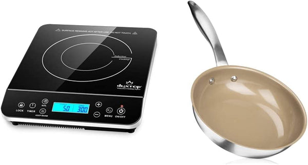 Induction Cooktop 2 Burner with Removable Cast Iron Griddle Pan  Non-Stic,Portable Double Induction Cooktop with Timer&Digital Temperature