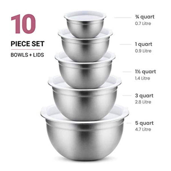 Solution/Mixing Bowl, Stainless Steel, 5 Quart, Each