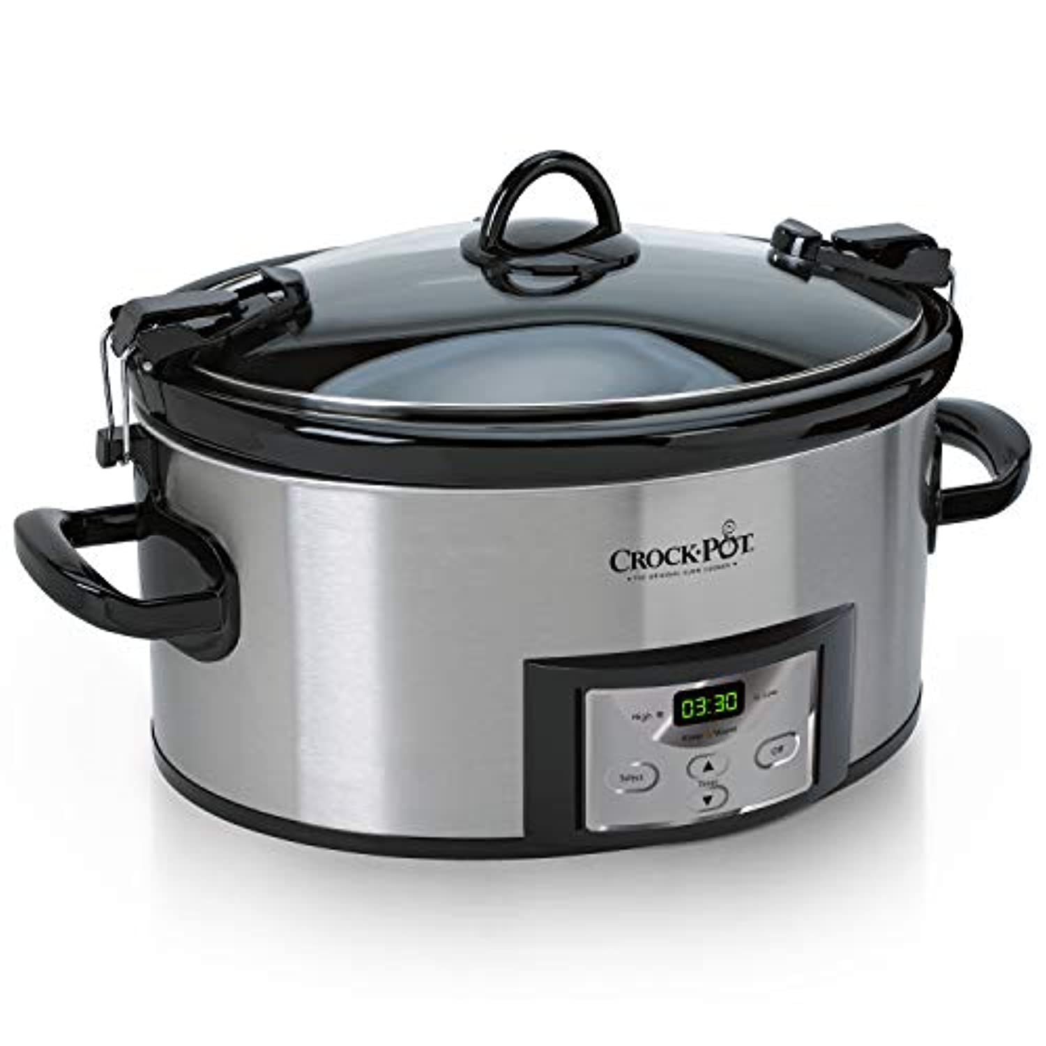 Crux 14681-SN 6 Quart Programmable Slow Cooker with Timer, Black Stainless  Steel 