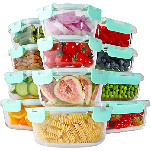 24 Piece Glass Food Storage Containers with Lids, Airtight Glass Lunch ...