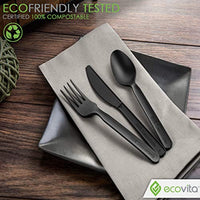 100% Compostable Forks Spoons and Knives - 380 Piece Eco Cutlery Combo Set - Eco Friendly Alternative to Plastic Silverware