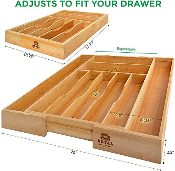 Drawer Dividers Adjustable Bamboo, Drawer Organizer Kitchen