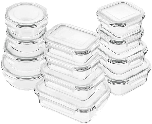 Mumutor Glass Food Storage Containers with Lids, 24 Piece] Glass Meal Prep Containers, Airtight Glass Bento Boxes, BPA Free & Leak Proof (12 Lids & 12