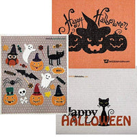 Halloween Trio A Set of 3 Cloths (one of Each Design) Swedish Dishcloths | ECO Friendly Absorbent Cleaning Cloth | Reusable Cleaning Wipes - Eco Trade Company