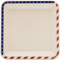 9.5" inches American Flag Contemporary Disposable Square Plate - Made From Natural Plant Fibers Compostable Eco Friendly - Eco Trade Company