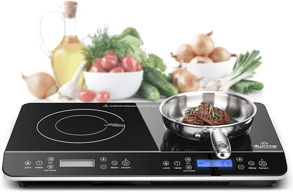 Electric Induction Cooktop 2 Burners,12 Electric Stove Top with Plug 1800W