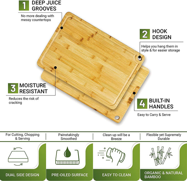 Large Organic Bamboo Cutting Board BPA Free – NovoBam