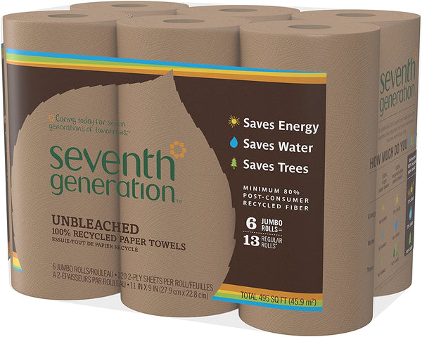  Seventh Generation Paper Towels 2-Ply 4 Pack 100% Recycled  Paper 6 Rolls : Health & Household