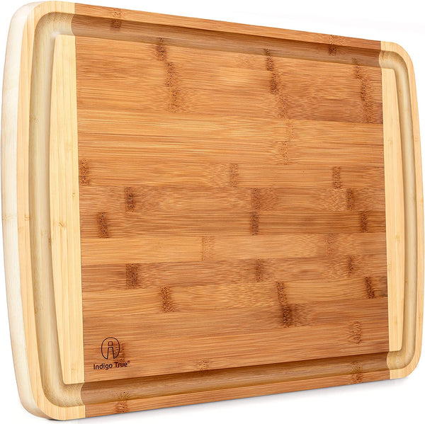 Bamboo Cutting Boards for Kitchen with Juice Groove [Extra-Large] Wood