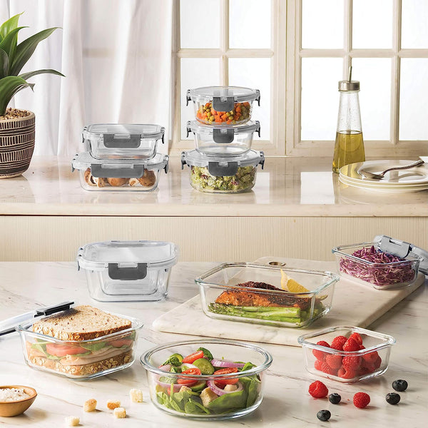 S Salient 24 Piece Glass Food Storage Containers with Lids, Airtight Glass  Storage Containers, BPA Free(12 Lids & 12 Containers)